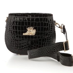 BRAND NEW! BENE with Alexa Pulitzer Collaboration Handbag in Black Crocodile